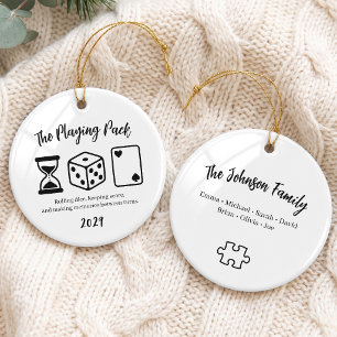 Classic Family Game Night Group Ceramic Tree Decoration