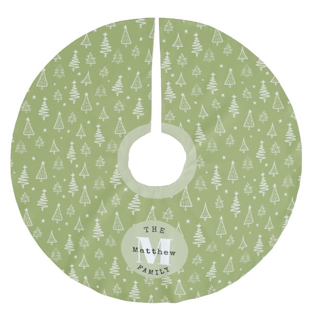 Classic Family Green Christmas Tree Brushed Polyester Tree Skirt (Front)