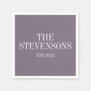 Classic Family Last Name Est Date Plum Purple Napkin