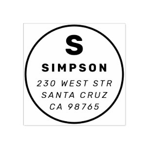 Classic Family Monogram Circular Return Address Rubber Stamp