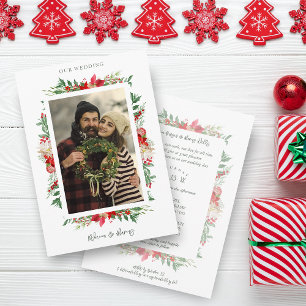 Classic Fancy Christmas Poinsettias Frame Photo  Invitation