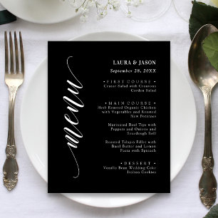 Classic Fancy Script Wedding Menu Card For Plate