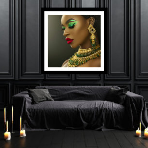 Classic Fashion African emerald green gold jewel Poster