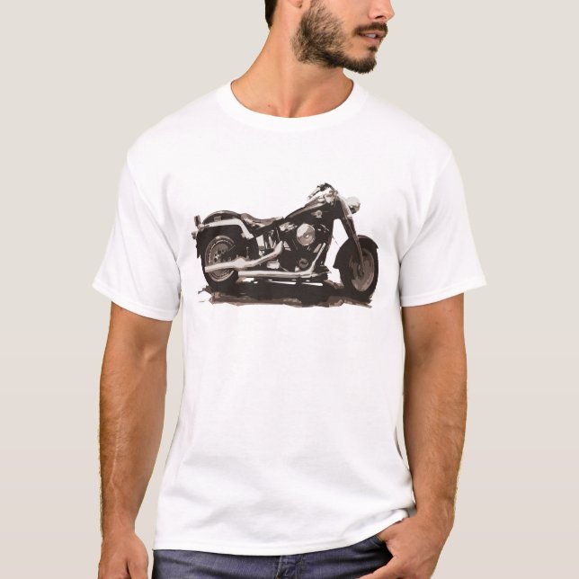 Classic Fat Boy Motorcycle T-Shirt (Front)