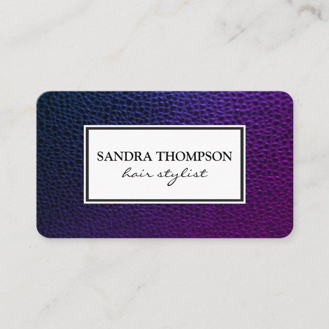 Classic Faux Leather / White Frame Business Card (Front)