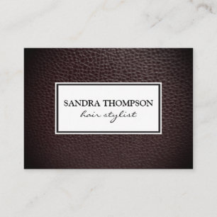 Classic Faux Leather / White Frame Business Card