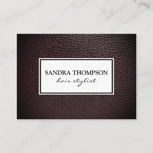 Classic Faux Leather / White Frame Business Card (Front)