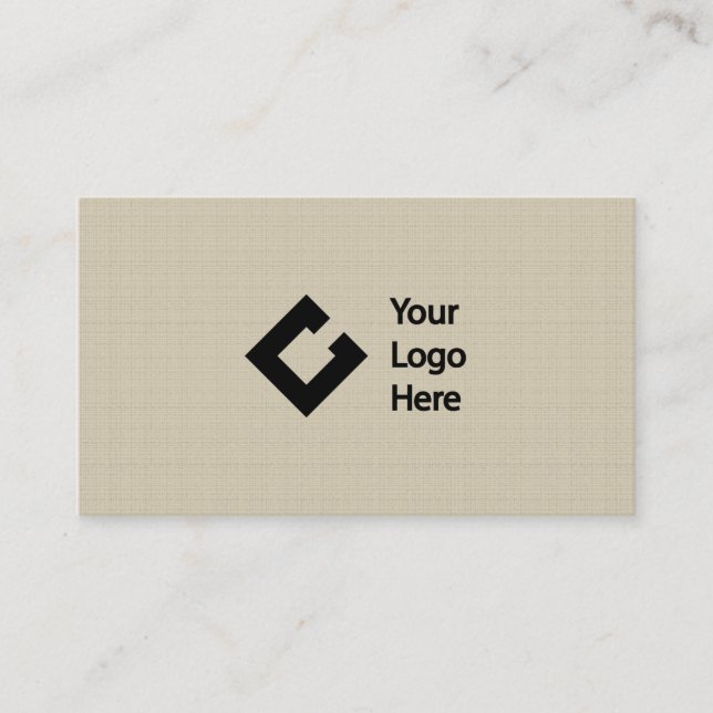 Classic Faux Linen Antique White with Logo Business Card (Front)