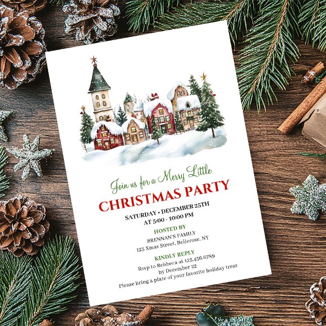 Classic festive city Christmas party dinner invite (Classic festive city Christmas party dinner invitation)