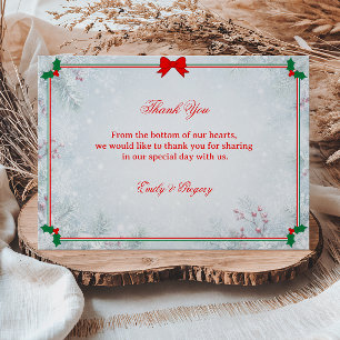 Classic Festive Frosted Winter Elegance Thank You Card
