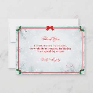 Classic Festive Frosted Winter Elegance Thank You Card