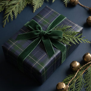 Classic Festive Navy Green Christmas Tartan Plaid Wrapping Paper