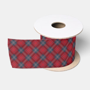 Classic Festive Red and Navy Tartan Christmas Satin Ribbon