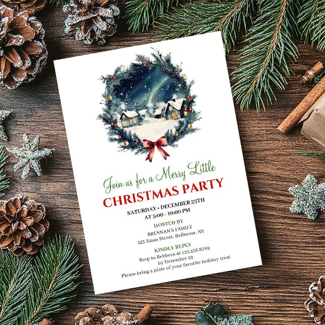 Classic Festive Winter Scene Holiday Invitation (Classic Festive Winter Scene Holiday Invitation)