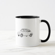 Classic Fiat 500 Black and White Pencil Drawing