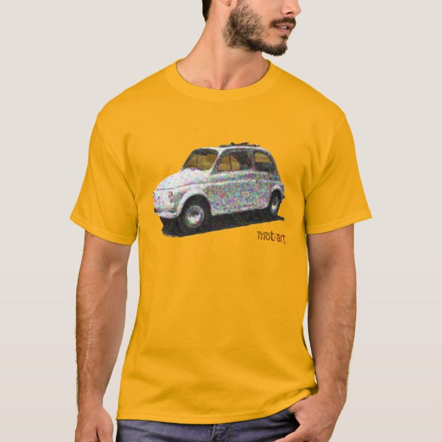 Classic Fiat 500 in white on gold T-Shirt (Front)