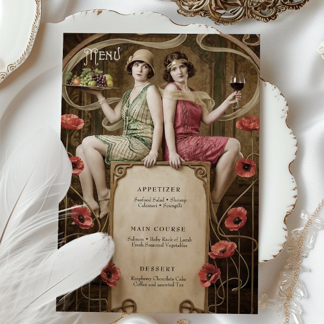 Classic Figurative Art Nouveau Wedding Menu Card (Creator Uploaded)