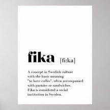 Classic Fika Definition Coffee Sweden Poster