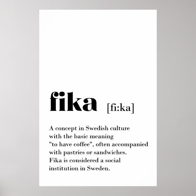 Classic Fika Definition Coffee Sweden Poster (Front)