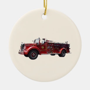 Classic Fire Engine Ceramic Tree Decoration