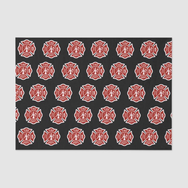 Classic Fire Fighter Symbol Pattern Black Tissue Paper (Front)