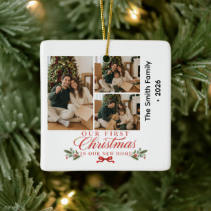 Classic First Christmas New Home Photo Ceramic Ornament