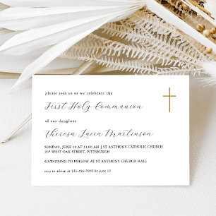 Classic First Holy Communion Cross Invitation