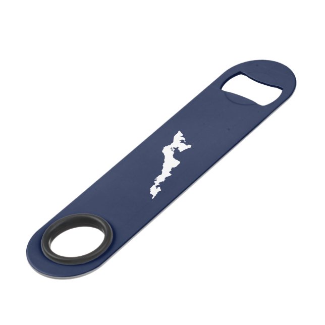 Classic Fishers Island Logo Bottle Opener - Navy (Front Angled)