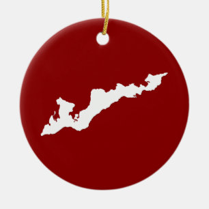 Classic Fishers Island Logo Ornament - White/Red