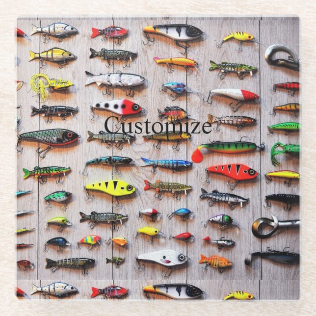 Classic Fishing Lures  Thunder_Cove  Glass Coaster (Front)
