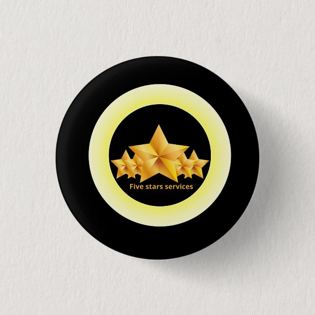 classic five star service  3 cm round badge (Front)