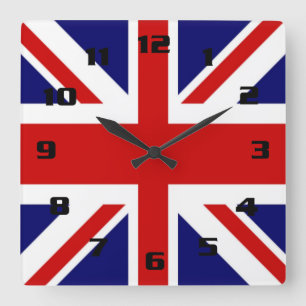 Classic Flag of the United Kingdom The Union Jack Square Wall Clock