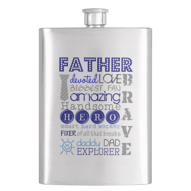 Classic Flask/Dad Typography Hip Flask (Front)