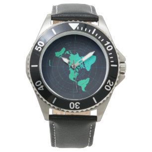 Classic Flat Earth Admiral-Style Black Wristwatch