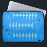 Classic Flight Attendant Laptop Sleeve<br><div class="desc">When you see this Classic Flight Attendant Laptop Sleeve, it will be love at first flight! Inspired by 1960's minimalist art, this design features a vibrant, sky blue background. There are rows of identical retro flight attendants wearing aqua uniforms and pillbox hats. The lovely, poised ladies are standing at attention,...</div>