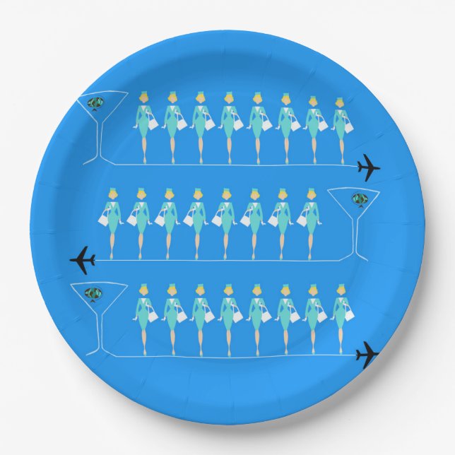 Classic Flight Attendant Paper Plate (Front)