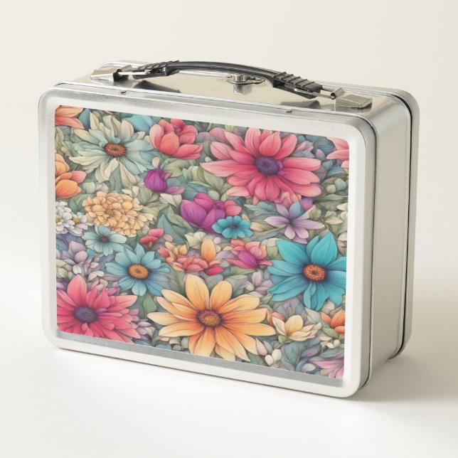 Classic Floral #44 - Metal Lunchbox (Back)