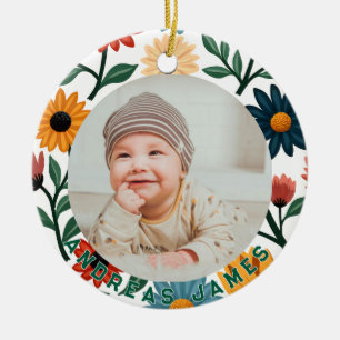 Classic Floral Baby's First Christmas Ornament