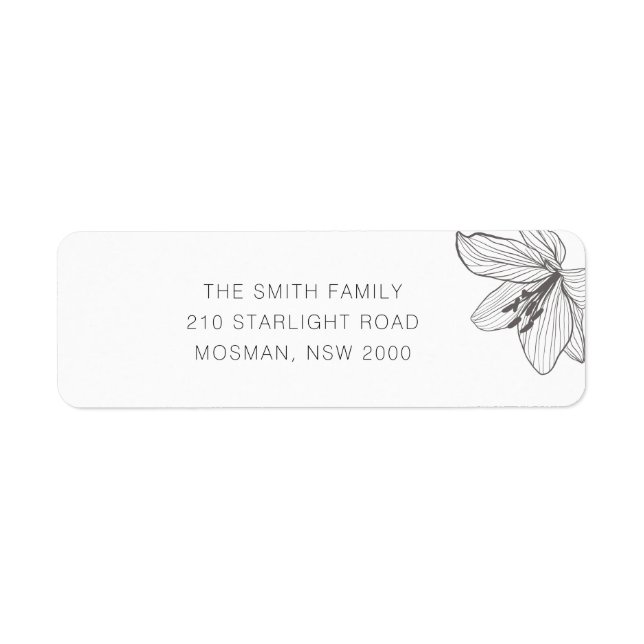 Classic Floral Black & White Return Address Label (Front)