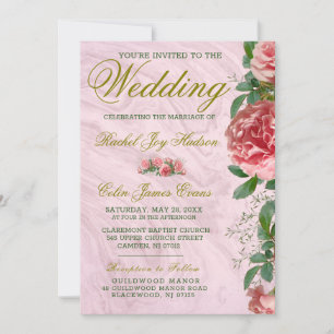 Classic Floral Blush Greenery Wedding Invitation