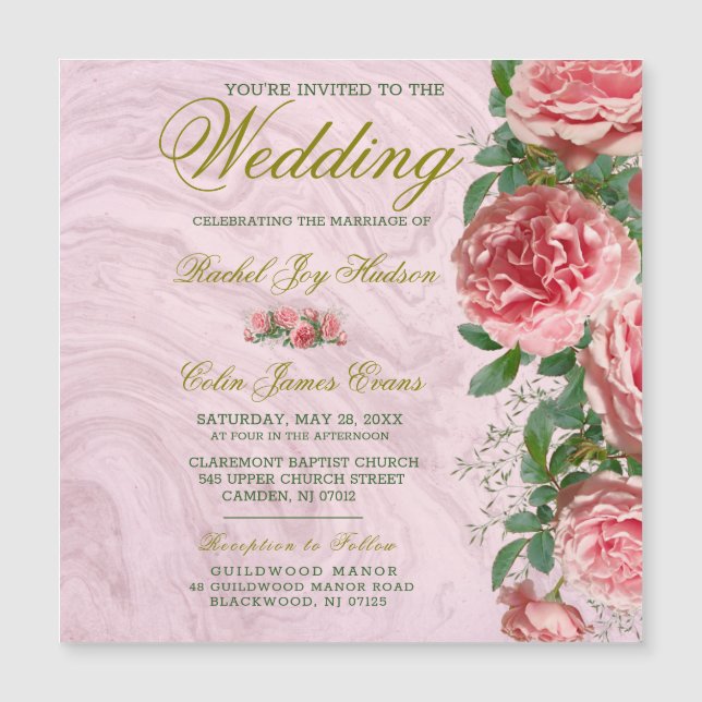 Classic Floral Blush Greenery Wedding Invititation (Front)