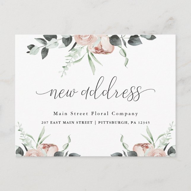 Classic Floral Business Moving Announcement Postcard (Front)