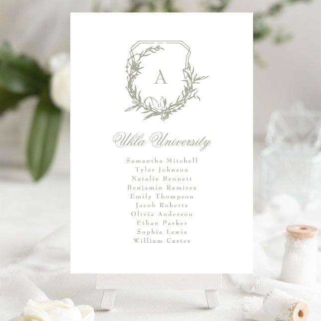 classic floral crest monogram seating chart table number (Creator Uploaded)