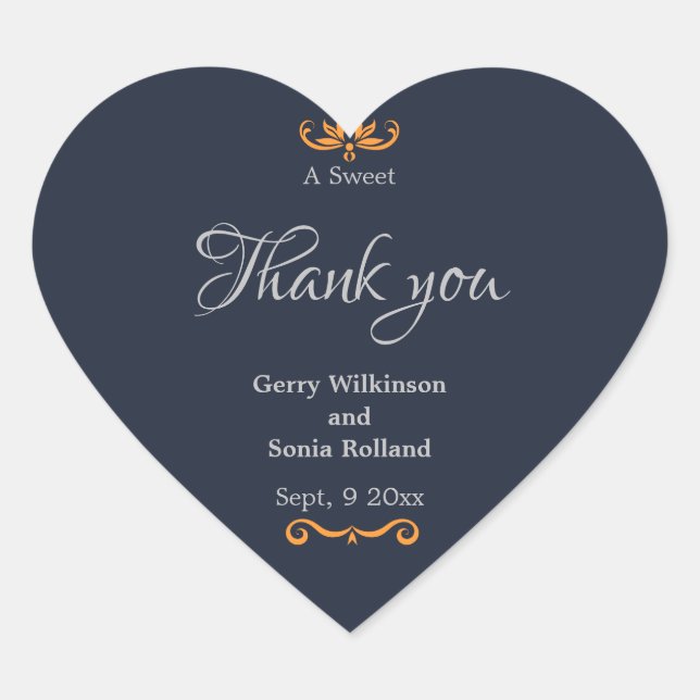 Classic Floral Elegance Wedding Heart Sticker (Front)