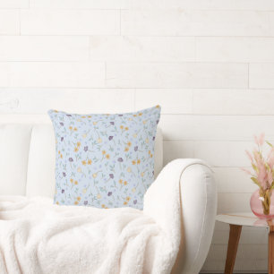 Classic Floral Elegance Yellow Purple Pattern Cushion