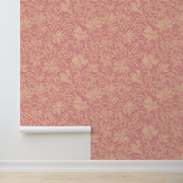 Classic Floral Elegant Flower Pretty Blush Pink Wallpaper (Application)