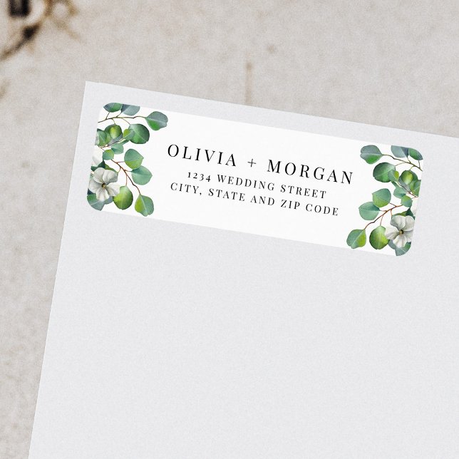 Classic Floral Eucalyptus Wedding Return Address (Creator Uploaded)