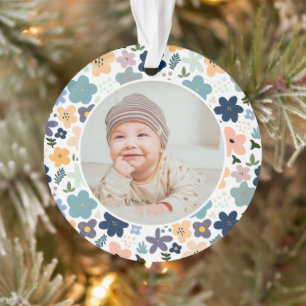 Classic Floral Frame Baby's First Christmas  Ornament