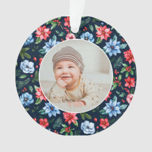 Classic Floral Frame Baby's First Christmas  Ornament