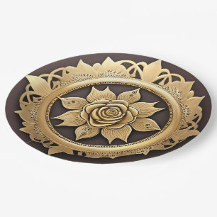 Classic Floral Frame for Romantic Occasions Paper Plate